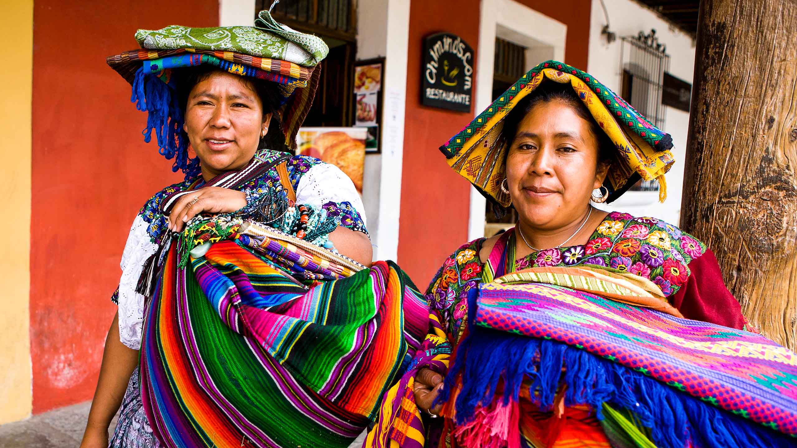 Guatemalan women in bright clothing