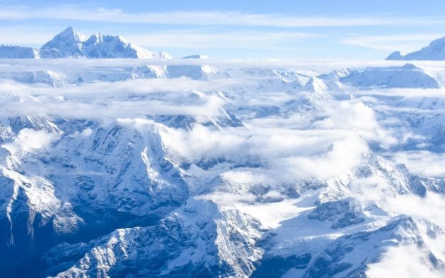 Aerial view of clouds over the Himalayas