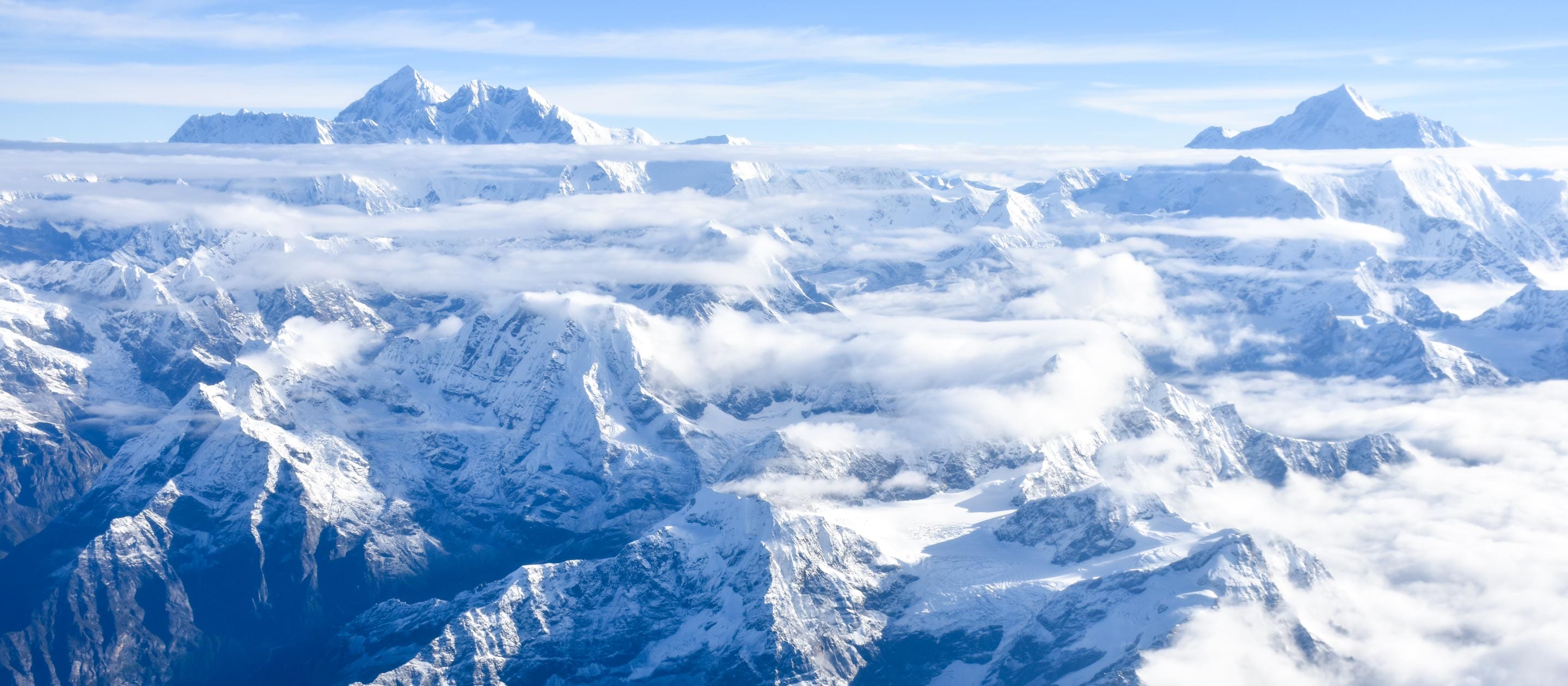 Aerial view of clouds over the Himalayas