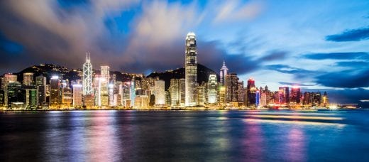 Clouds rush over Hong Kong coastline