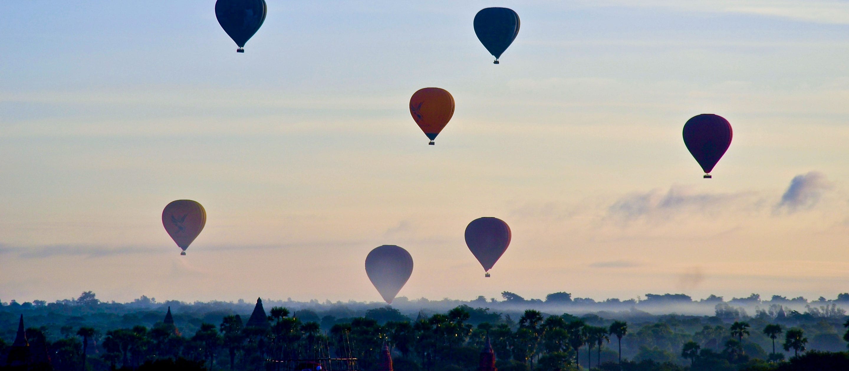 Hot air balloons in Myanmar sky