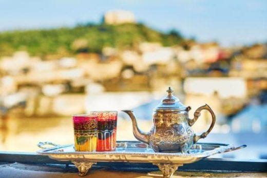 Moroccan mint tea with sweets