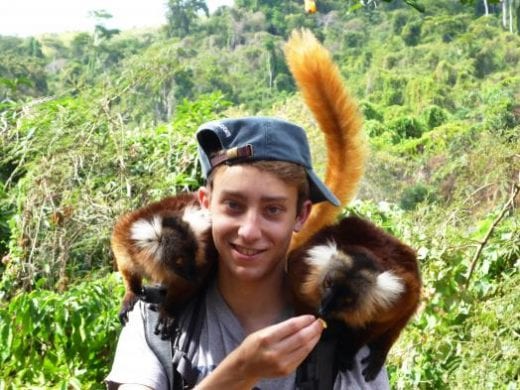 Friendly black lemurs on Nosy Komba.