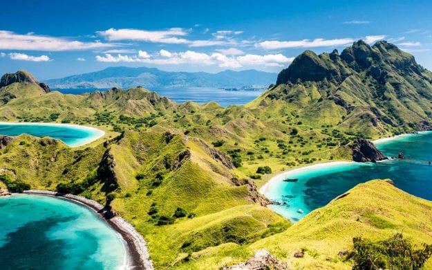 Aerial view of Komodo Island mountains, Indonesia