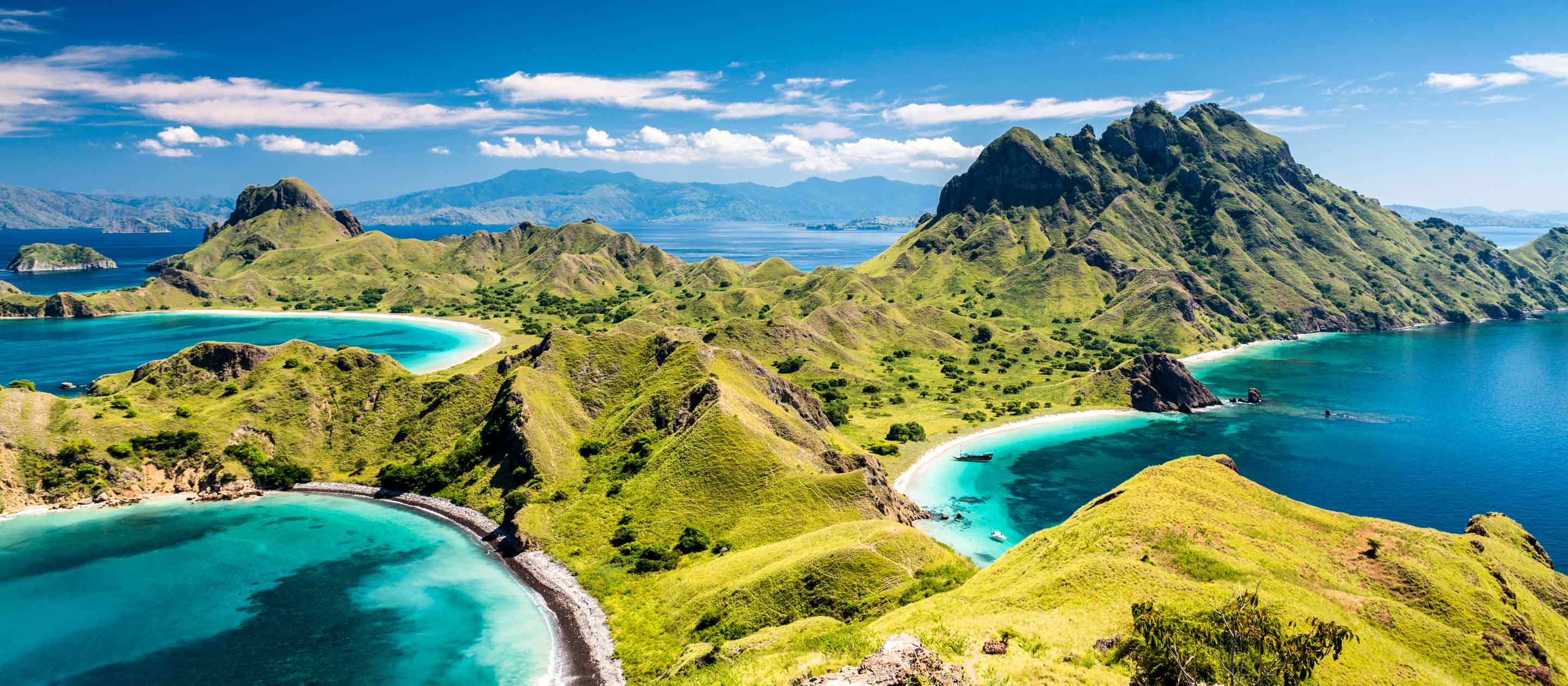 Aerial view of Komodo Island mountains, Indonesia