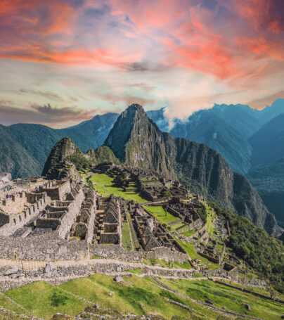 Hikers admire overlook view of Machu Picchu