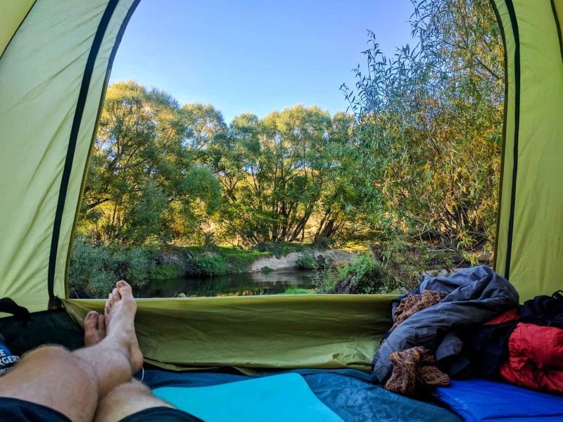 View from inside of camping ent