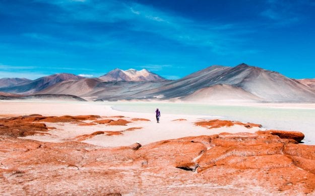 Person walks through Atacama Desert