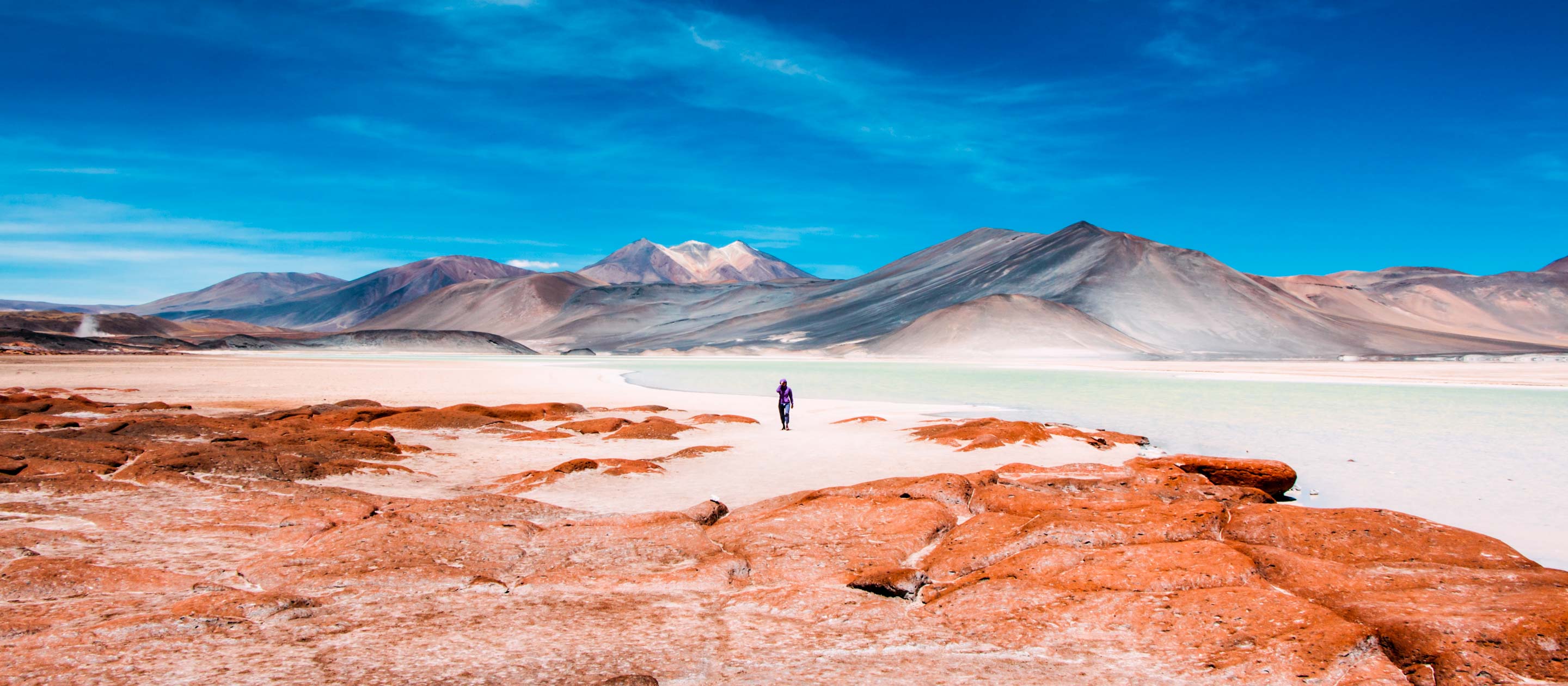 Person walks through Atacama Desert
