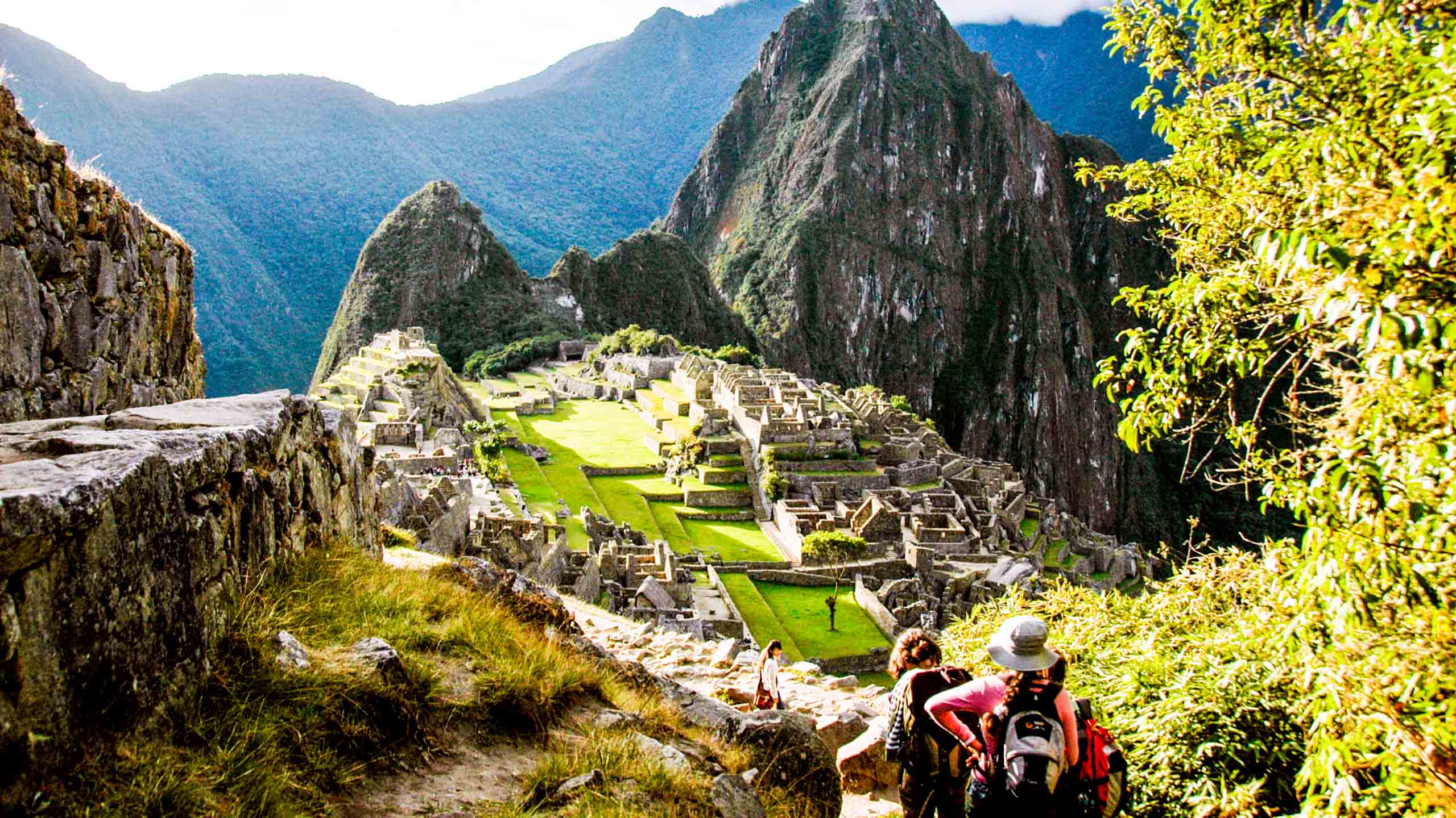 Hikers approach Machu Picchu