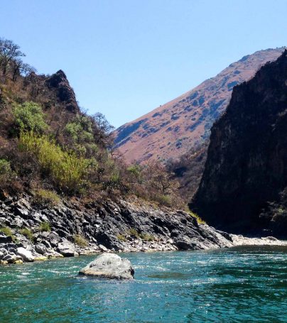 River in Peru winds between mountains