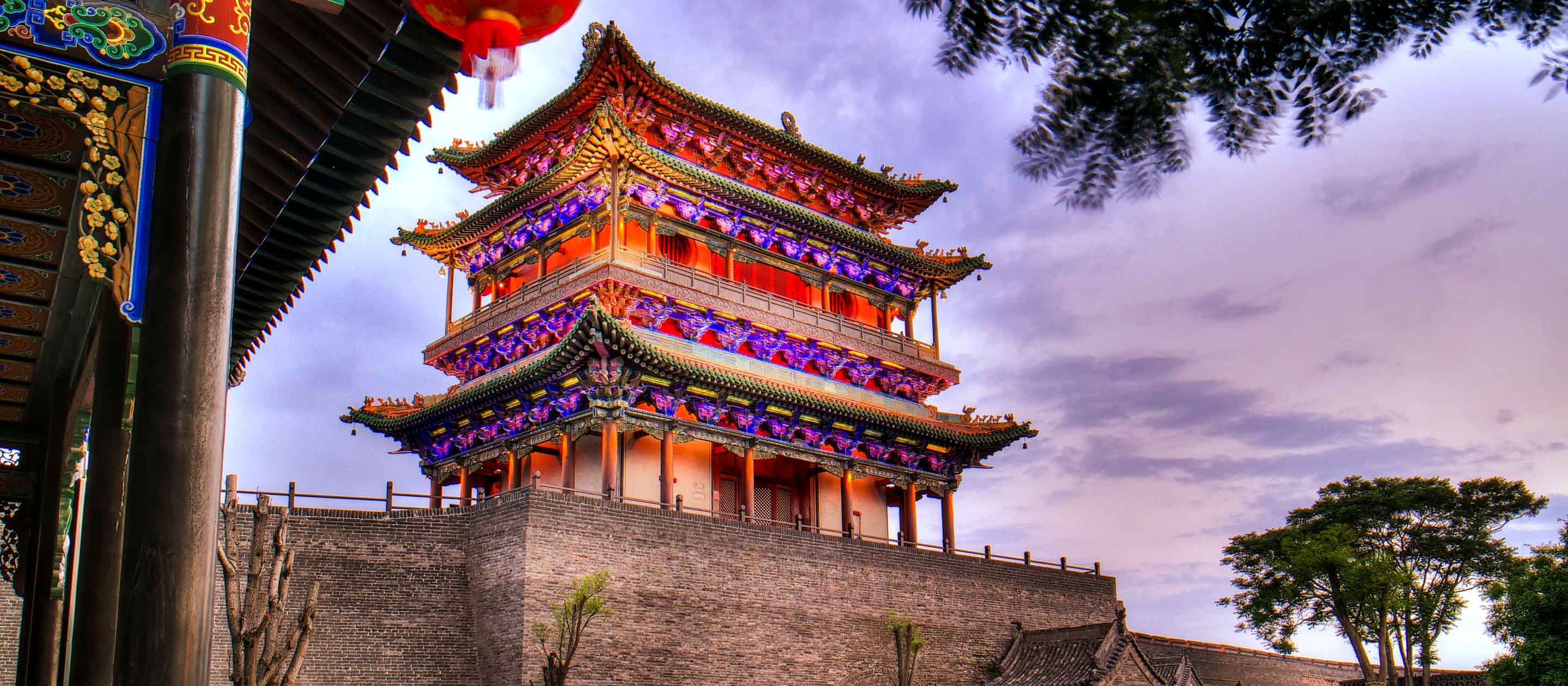 Temple above wall in Pingyao