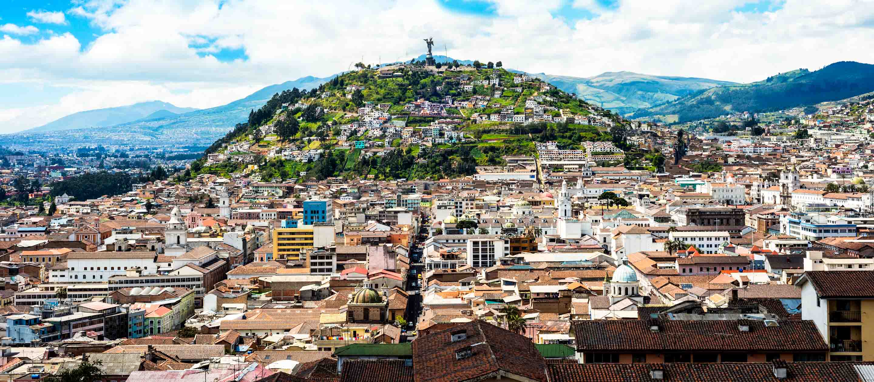 Aerial view of hill in Quito, Ecuador