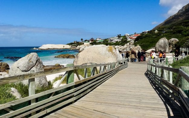 South Africa boardwalk by ocean