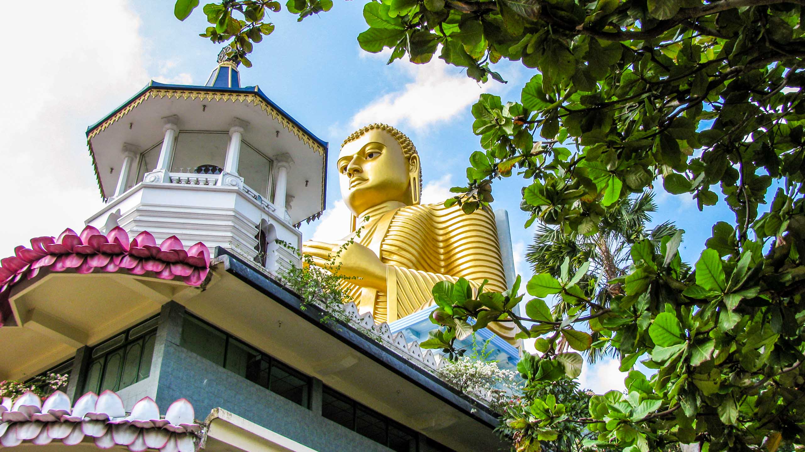 Large golden Buddha statue in Sri Lanka