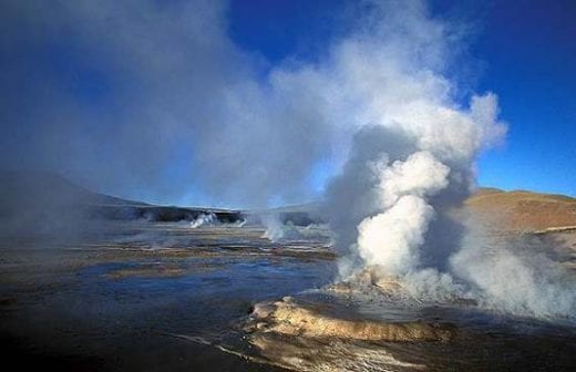 The Geysers of Tatio blast steam high into the air