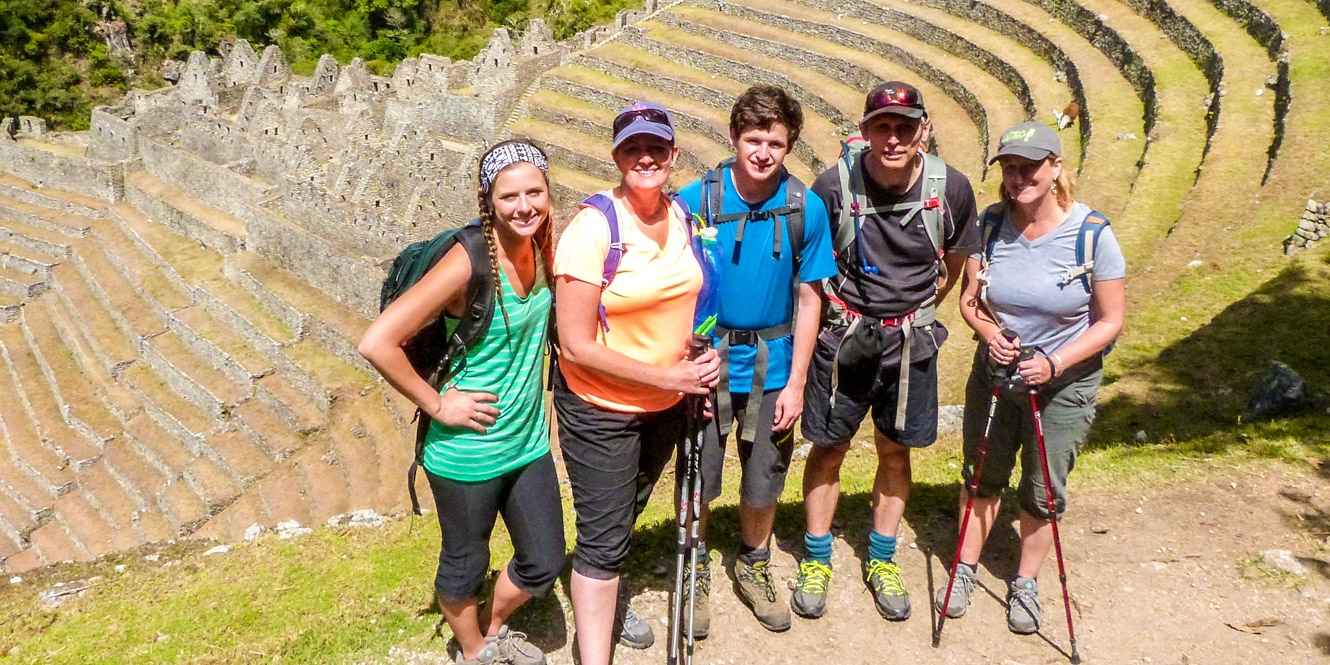 Group of teens pose on Peru hiking trip