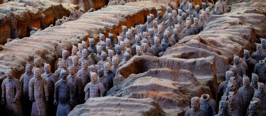 View from above of the terracotta warriors in Xi'an, China