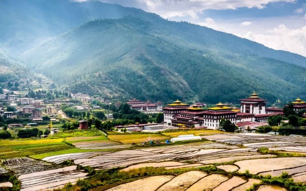 View across valley of Thimphu, Bhutan