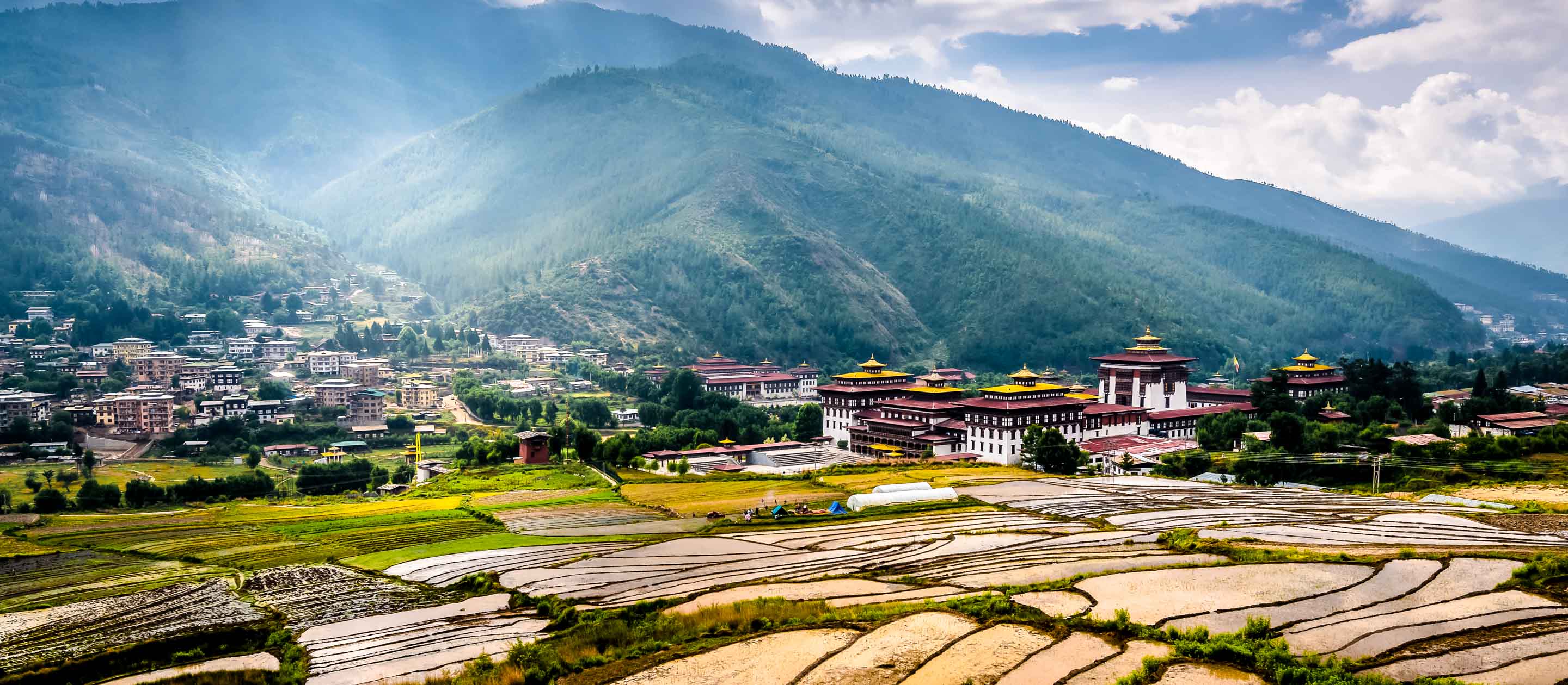 View across valley of Thimphu, Bhutan