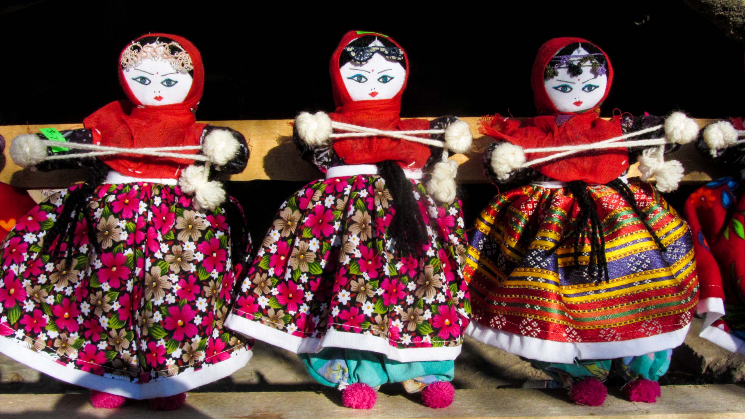 Fabric dolls in a row in Turkey market