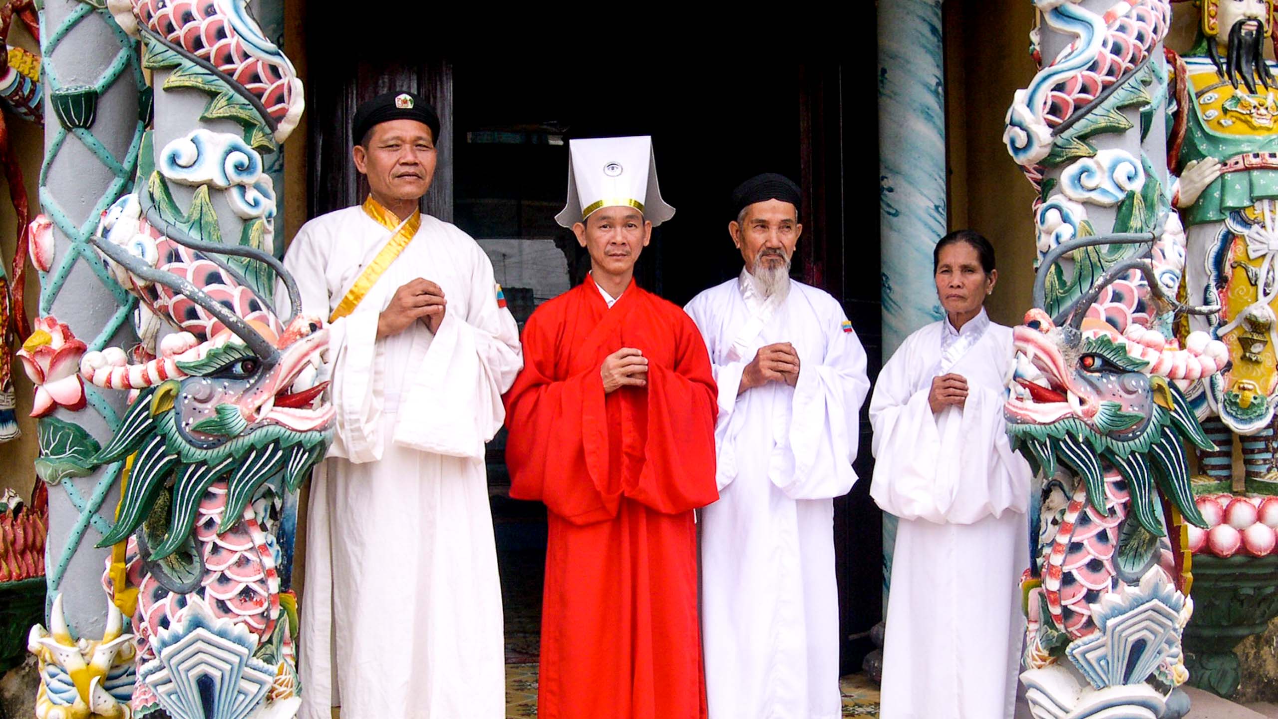 Group of Vietnam men wearing robes