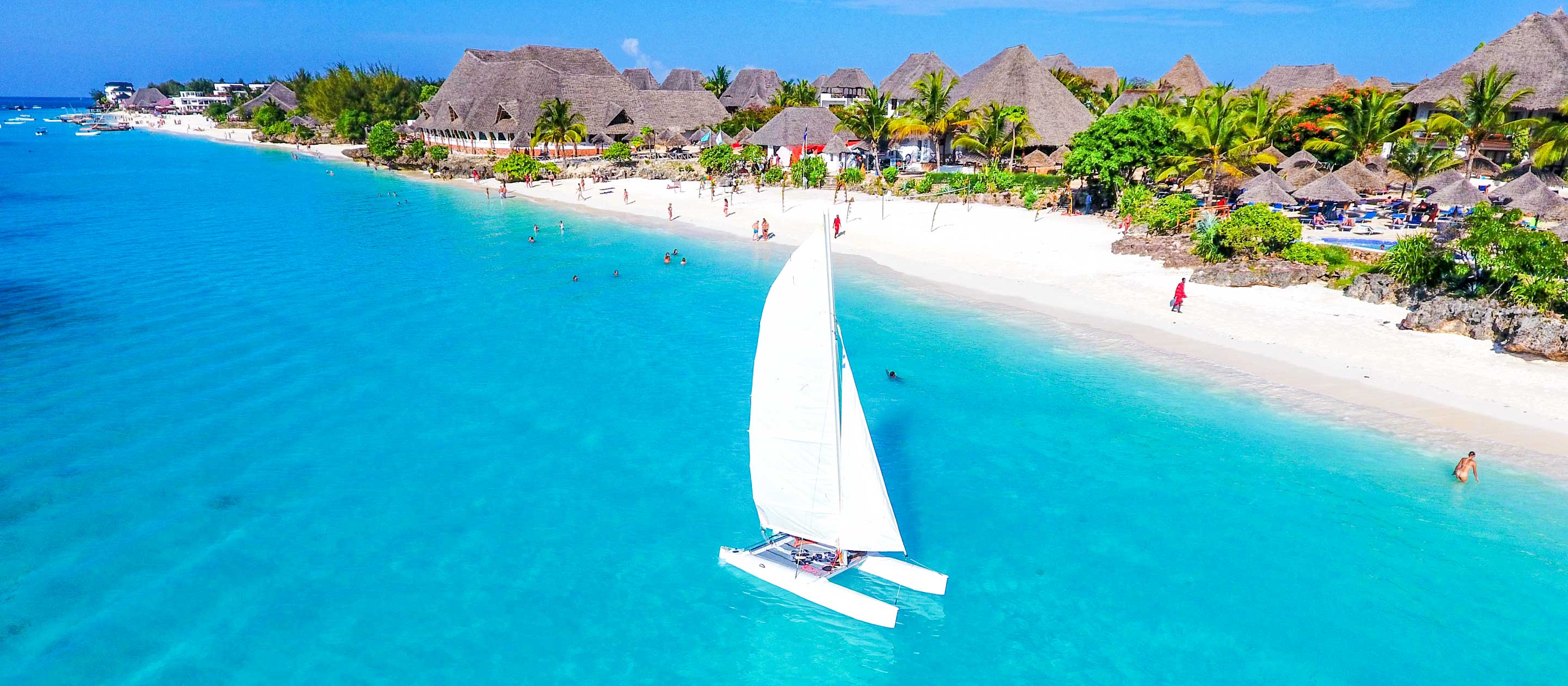 Sailboat in front of Zanzibar beach