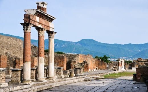 ruined columns at Pompeii