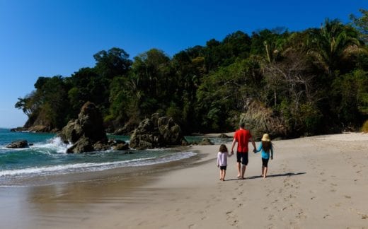 family on beach