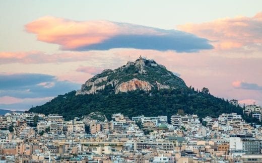 Mount Lycabettus in Athens at sunset