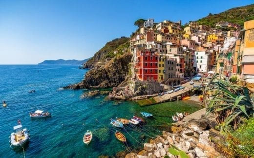 View of the village Riomaggiore. Cinque Terre National Park, Liguria Italy