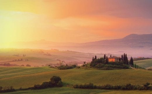 Farm in Tuscany at dawn