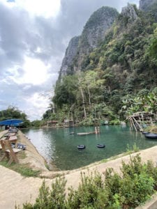 lagoon with mountains