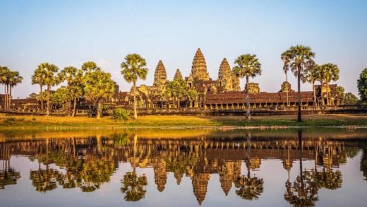 The ancient Angkor Wat temple ruins, Siem Reap, Cambodia, Old Khmer architecture