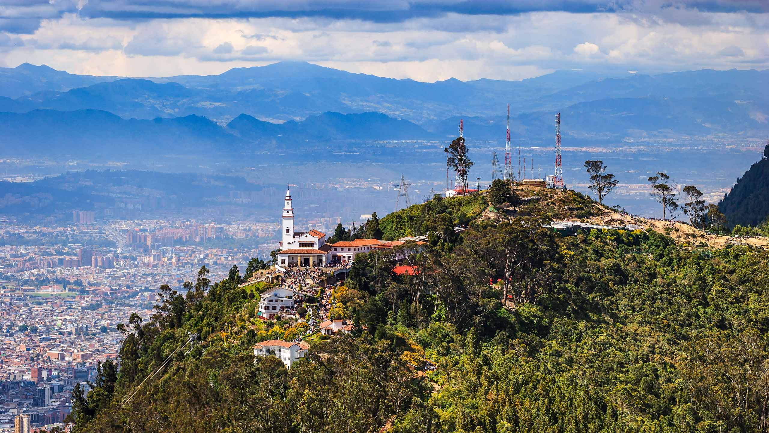 Bogotá, Colombia - Looking To The Andes Peak Of Monserrate And Beyond From Guadalupe; The Church On The Peak Is Cleary Visible.