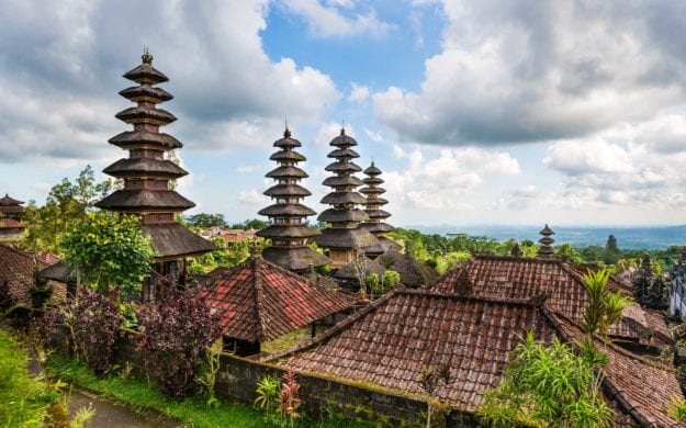 Roofs of Besakih Temple on Bali in Indonesia