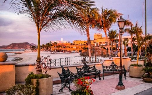 Beautiful evening on the promenade in La Paz, Baja California Sur, Mexico.