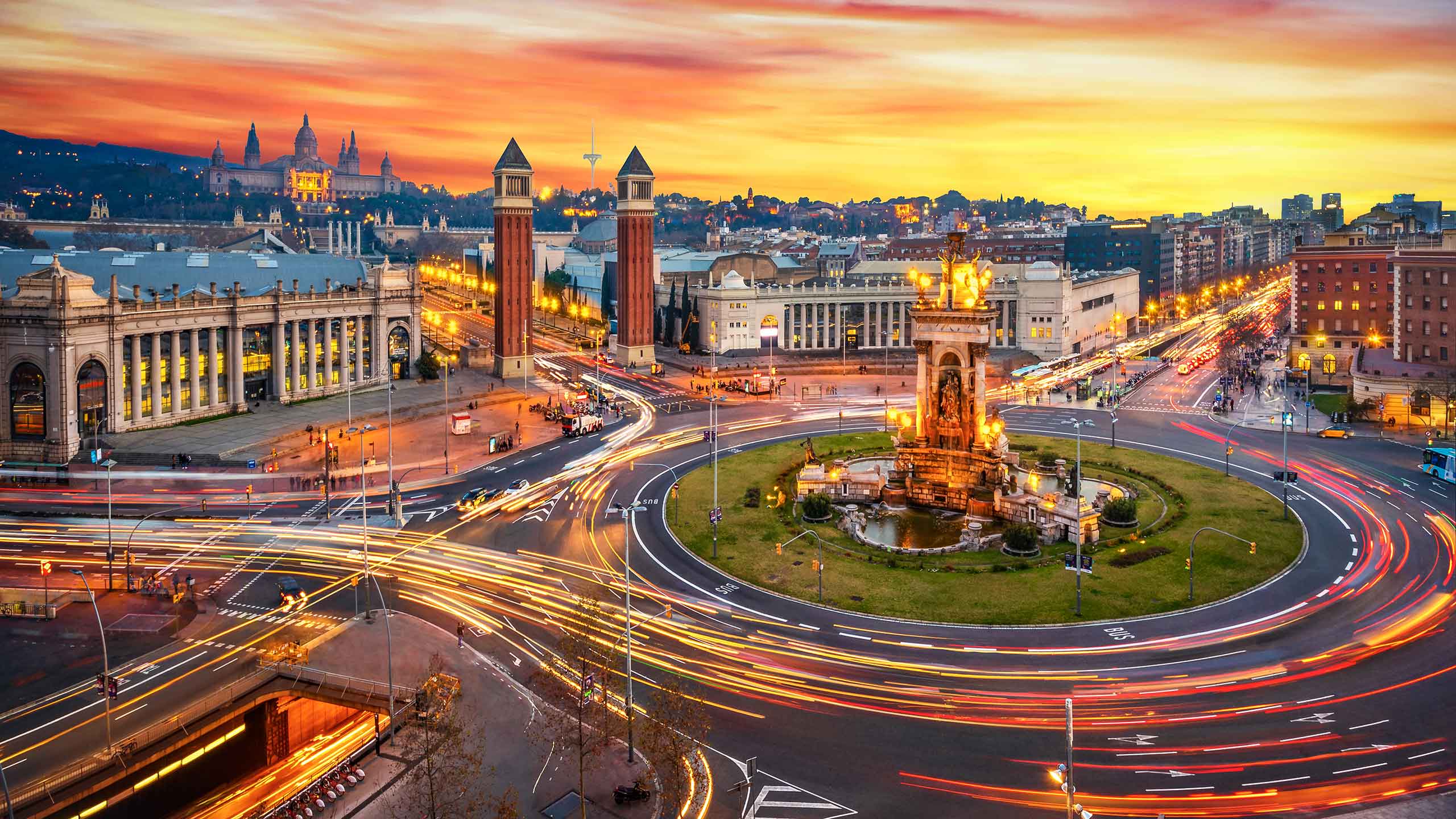 Long exposure photo of Fira de Barcelona, Plaça d'espanya (Spain square)