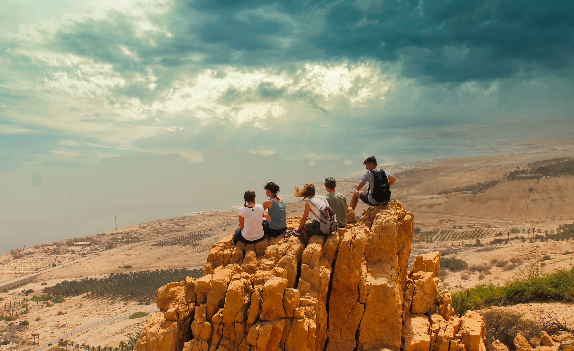 group on rock in Negev desert