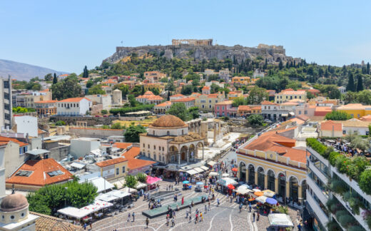 Panorama of Athens including Acropolis in distance