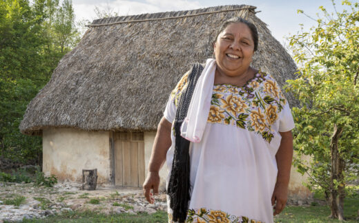 Smiling woman in traditional dress