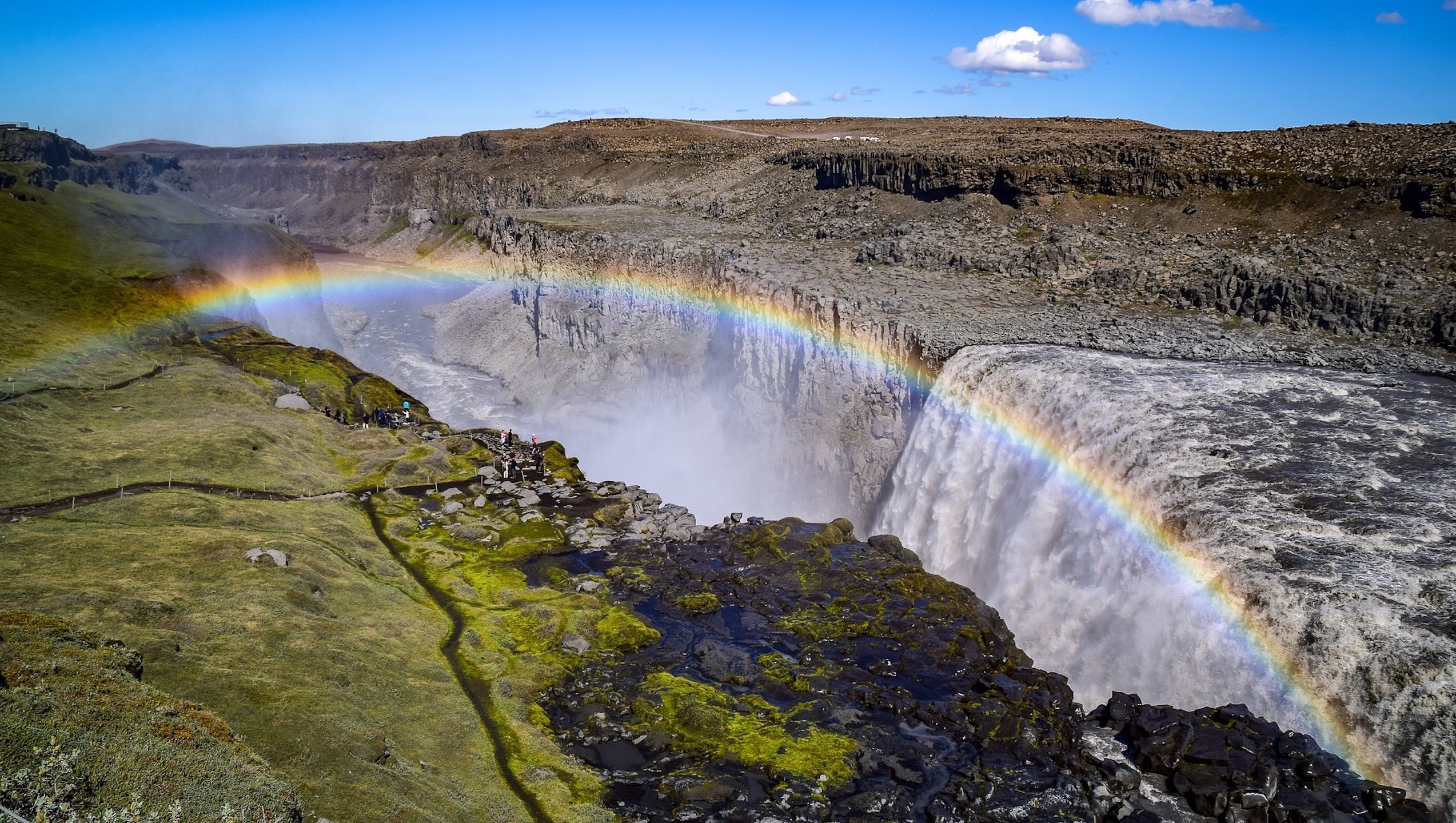 Rainbow over waterfall