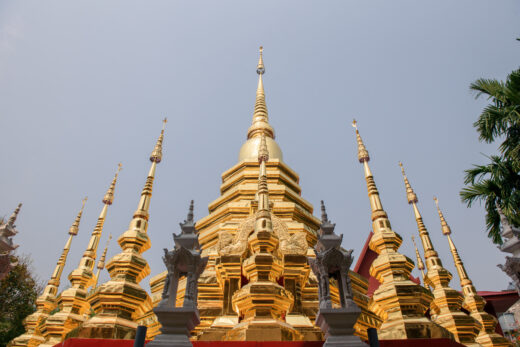 Golden pagoda in Wat Phra Singh Chiang mai Thailand