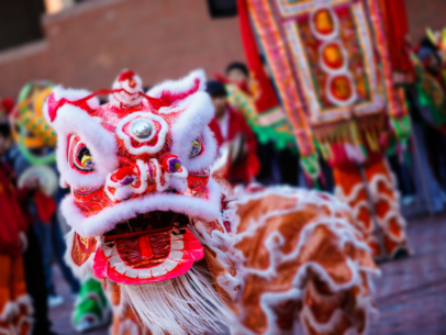 Lion performance in China for Lunar New Year