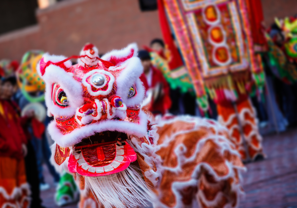 Lion performance in China for Lunar New Year