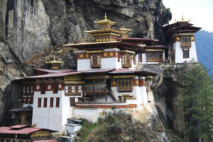 Tiger's Nest Monastery sits perched on a cliffside in Bhutan.