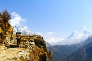 Porter &amp; Mt.Everest (center) ,Mt. Ama Dablam(right) Nepal.see more photo of Nepal ...